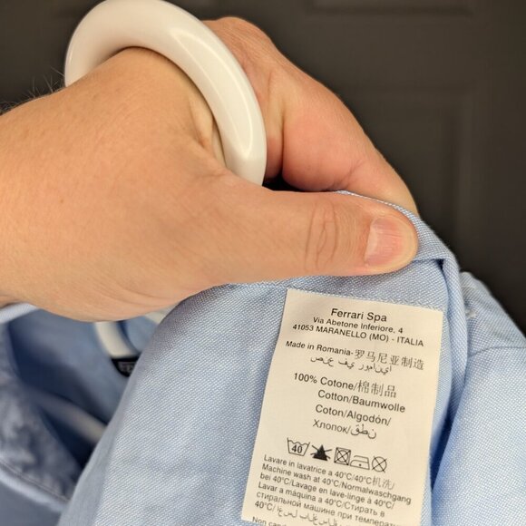 Ferrari Button Down Dress Shirt Men's Size Medium Blue Embroidered Logo - Picture 7 of 7